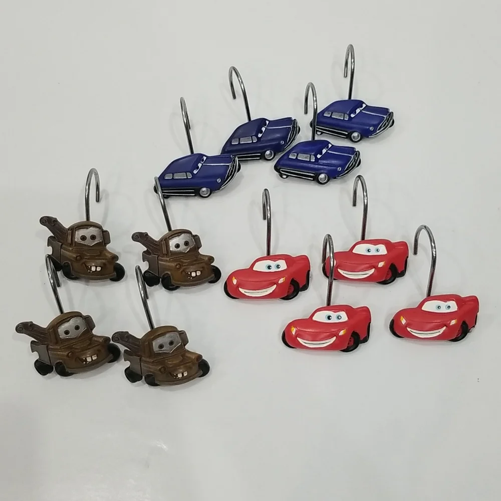 Disney Cars Shower Curtain Hooks Mater Lightening Doc Pixar New